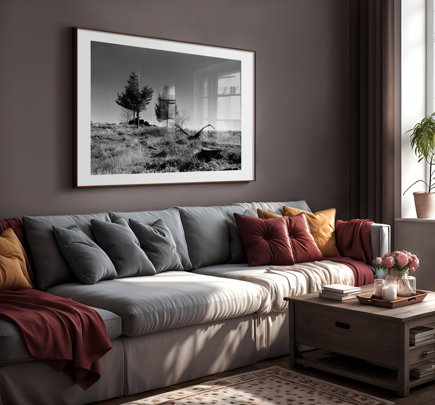 7 Stages of a Tree I - Serene Landscape Monochrome Print on Archival Fine Art Paper