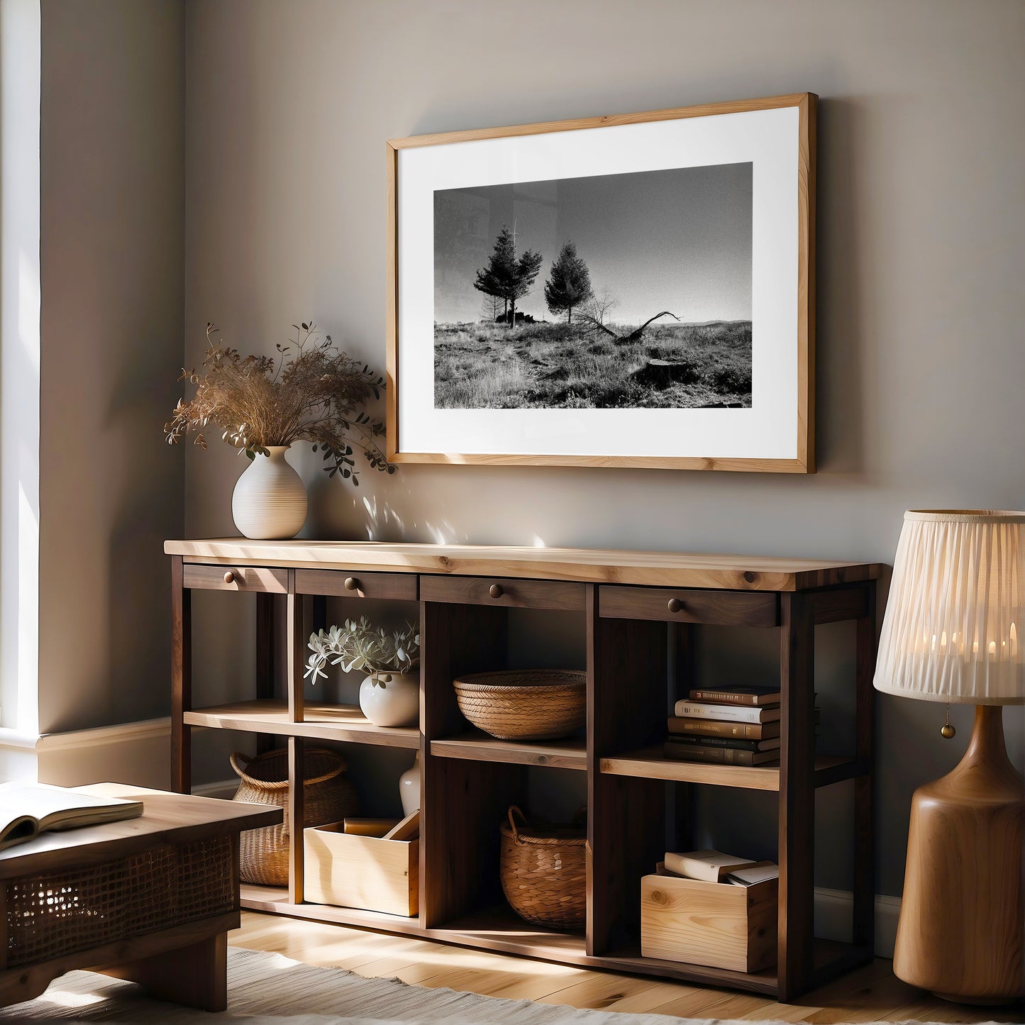 7 Stages of a Tree I - Serene Landscape Monochrome Print on Archival Fine Art Paper