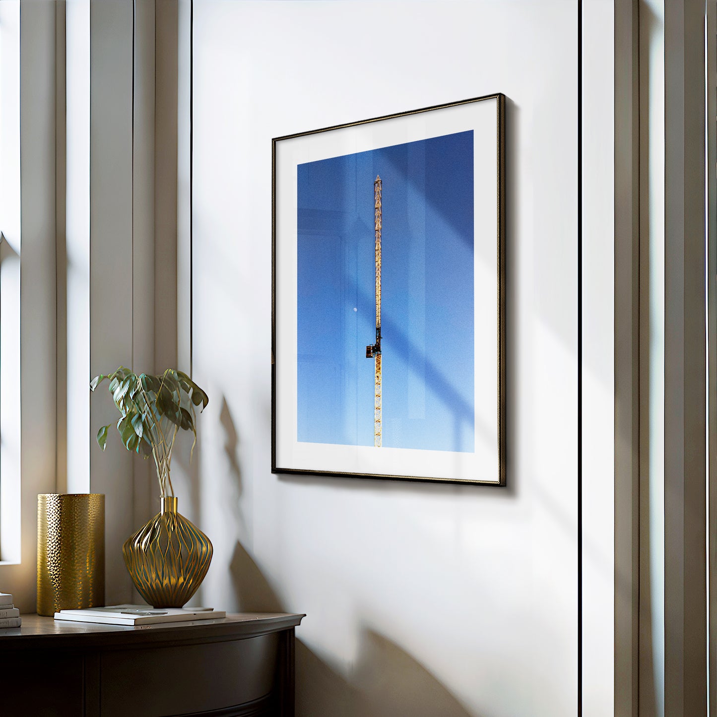 Moon Crane - Minimalist Urban Landscape | Premium Print on Fine Art Paper