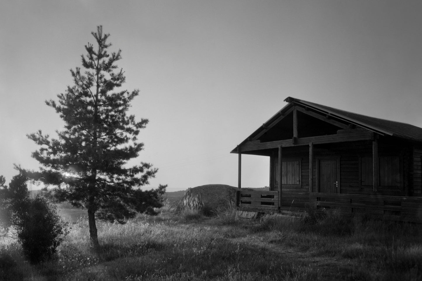 Cabin in the woods - Serene Black & White Print on Fine Art Paper