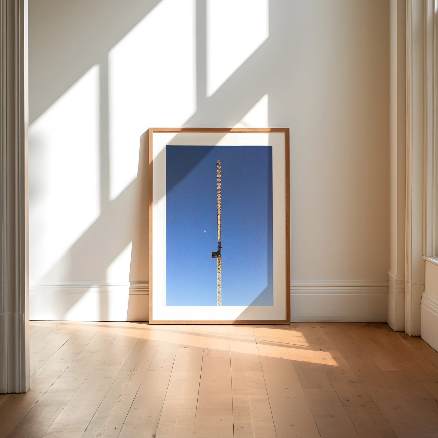 Moon Crane - Minimalist Urban Landscape | Premium Print on Fine Art Paper